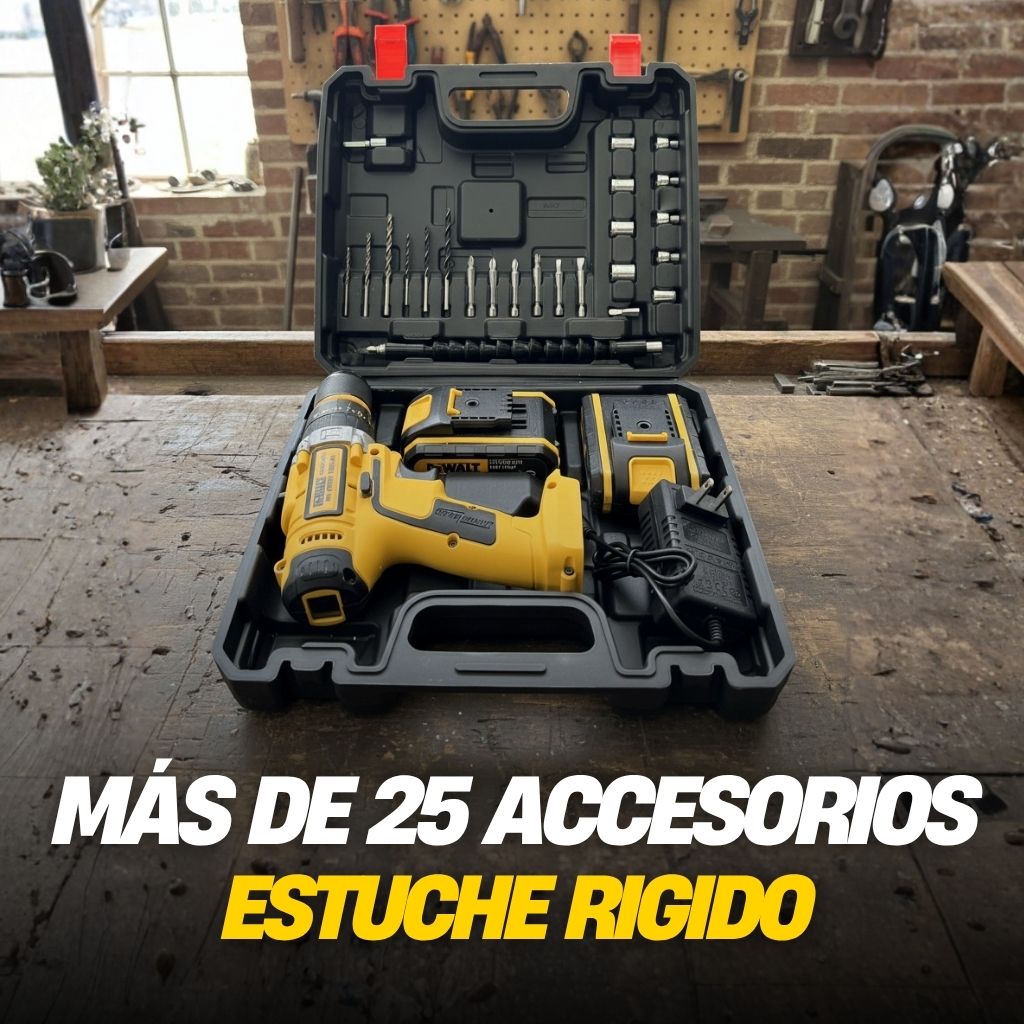 Taladro Inalambrico 48v doble batería + 24 accesorios