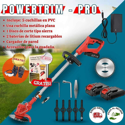 PowerTrim Pro ™ | Kit Guadaña 3 en 1 Recargable 2 Baterías 48v + accesorios completos + Regalo
