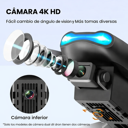 Drone DR Dual Cámara HD Plegable con Control y App